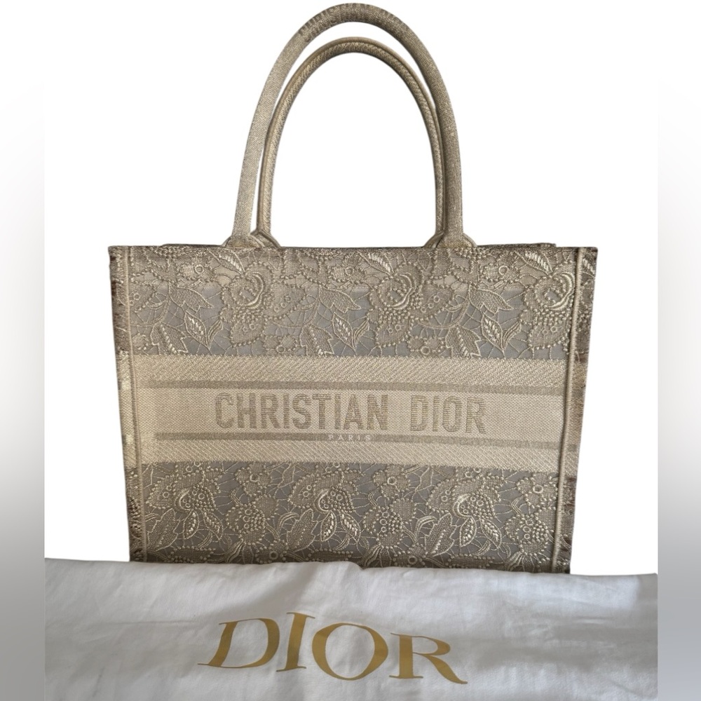 Dior Beige and Gold Lace Tote
